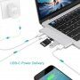 Hub 6în1, 2x conector USB-C + 2x port USB-C + cititor SD și micro SD + 2x port USB 3.0 - argintiu