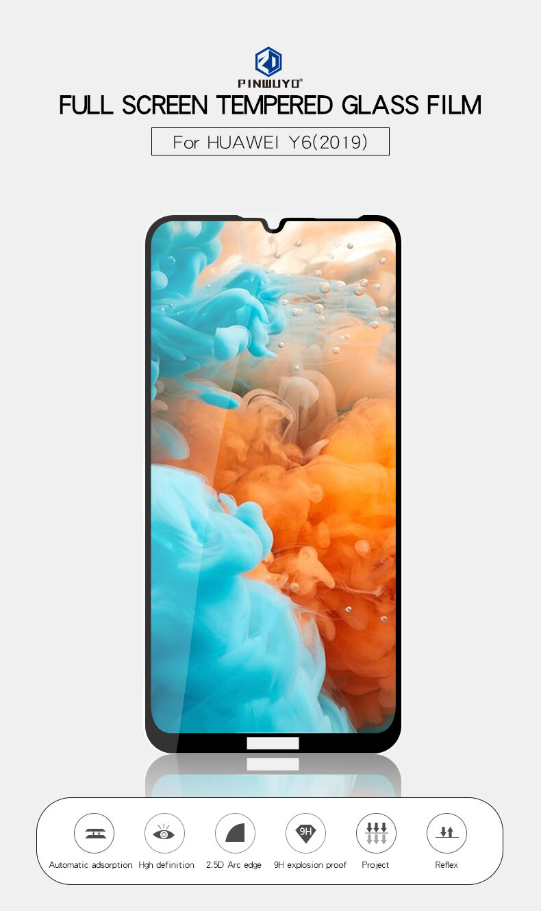 Sticlă durificată 2,5D Pinwuyo pentru Huawei Y6 (2019) - negru