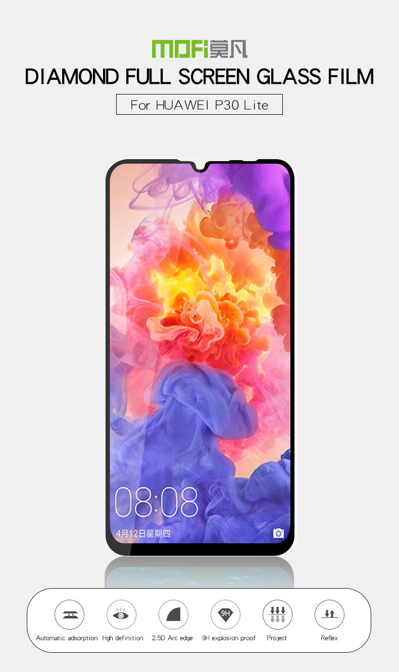 Sticlă durificată 2,5D Mofi pentru Huawei P30 Lite - negru