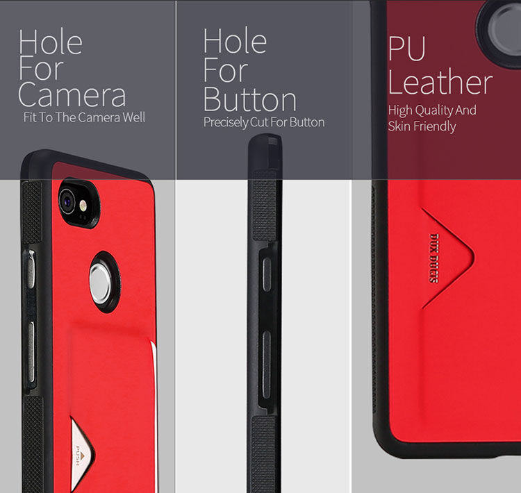 Husă din piele Dux Ducis Pocard, pentru Google Pixel 2XL - roșu