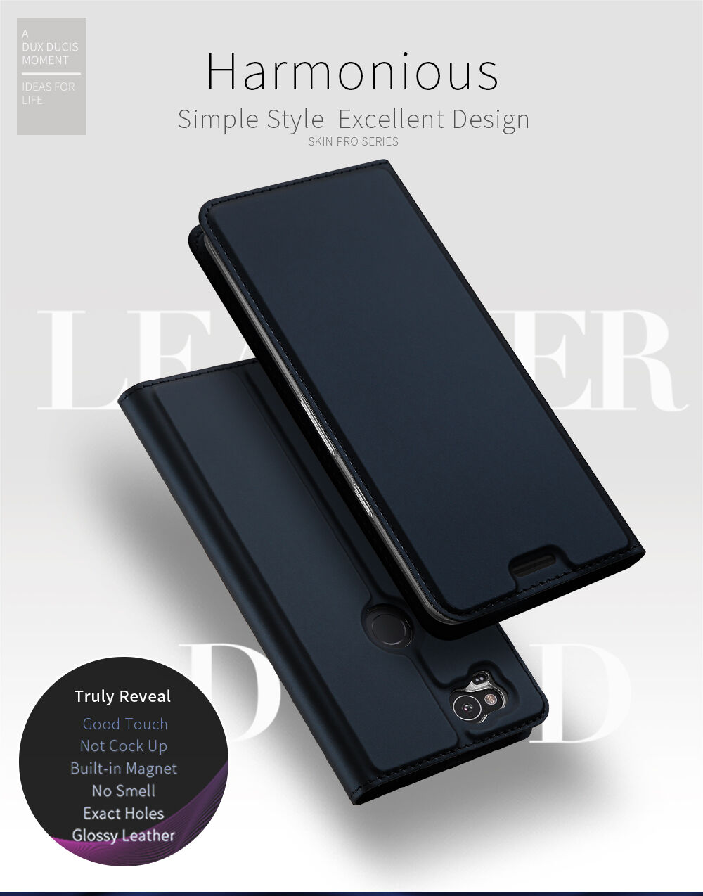 Husă flip Dux Ducis Skin Pro, pentru Google Pixel 2 - roz-auriu