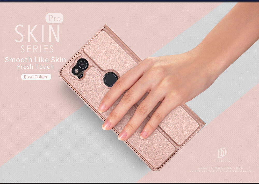 Husă flip Dux Ducis Skin Pro, pentru Google Pixel 2 - roz-auriu