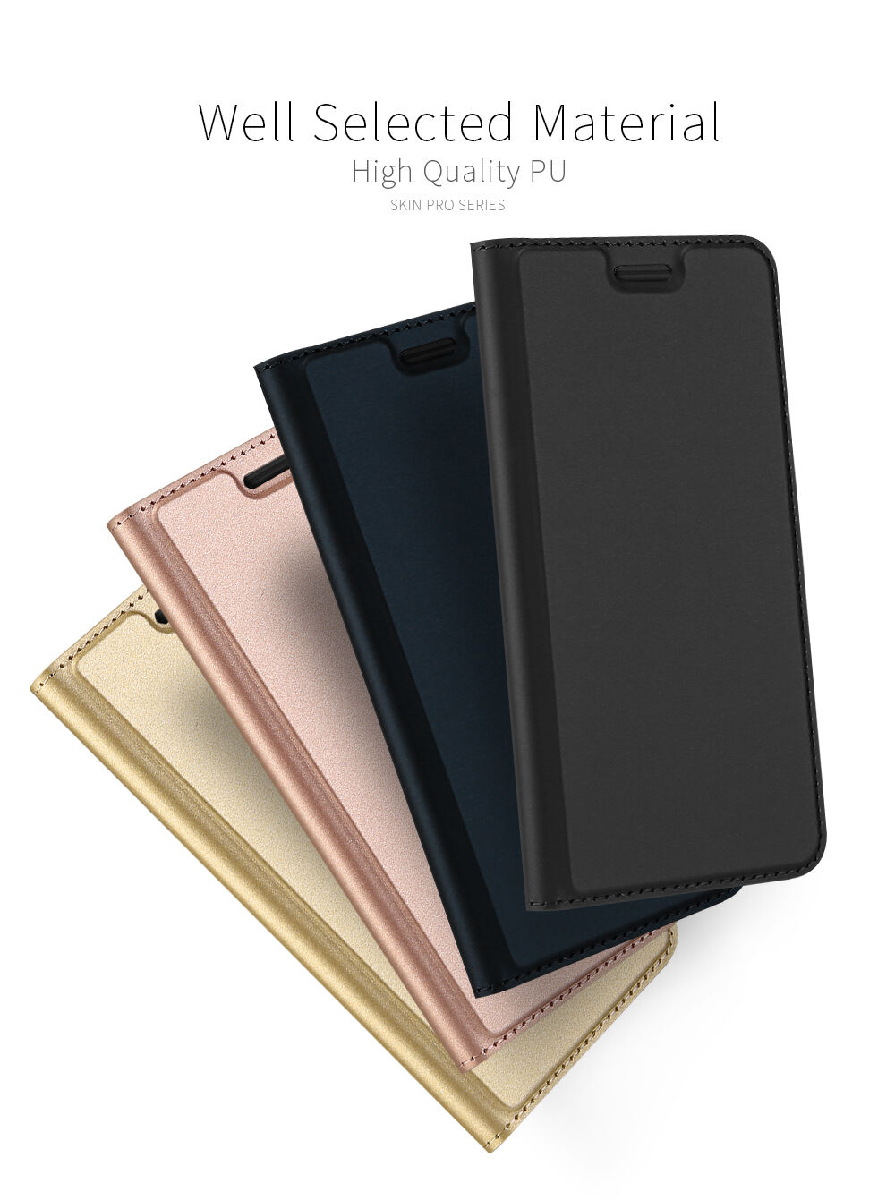 Husă flip Dux Ducis Skin Pro, pentru Google Pixel 2 - roz-auriu