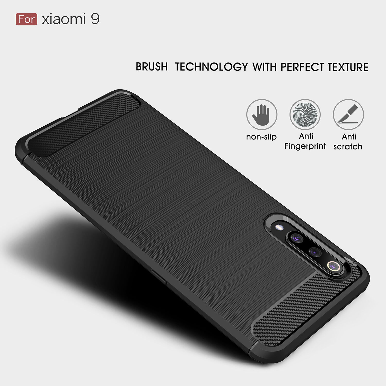 Carcasă din plastic cu textură șlefuită, pentru Xiaomi Mi 9 - roșu
