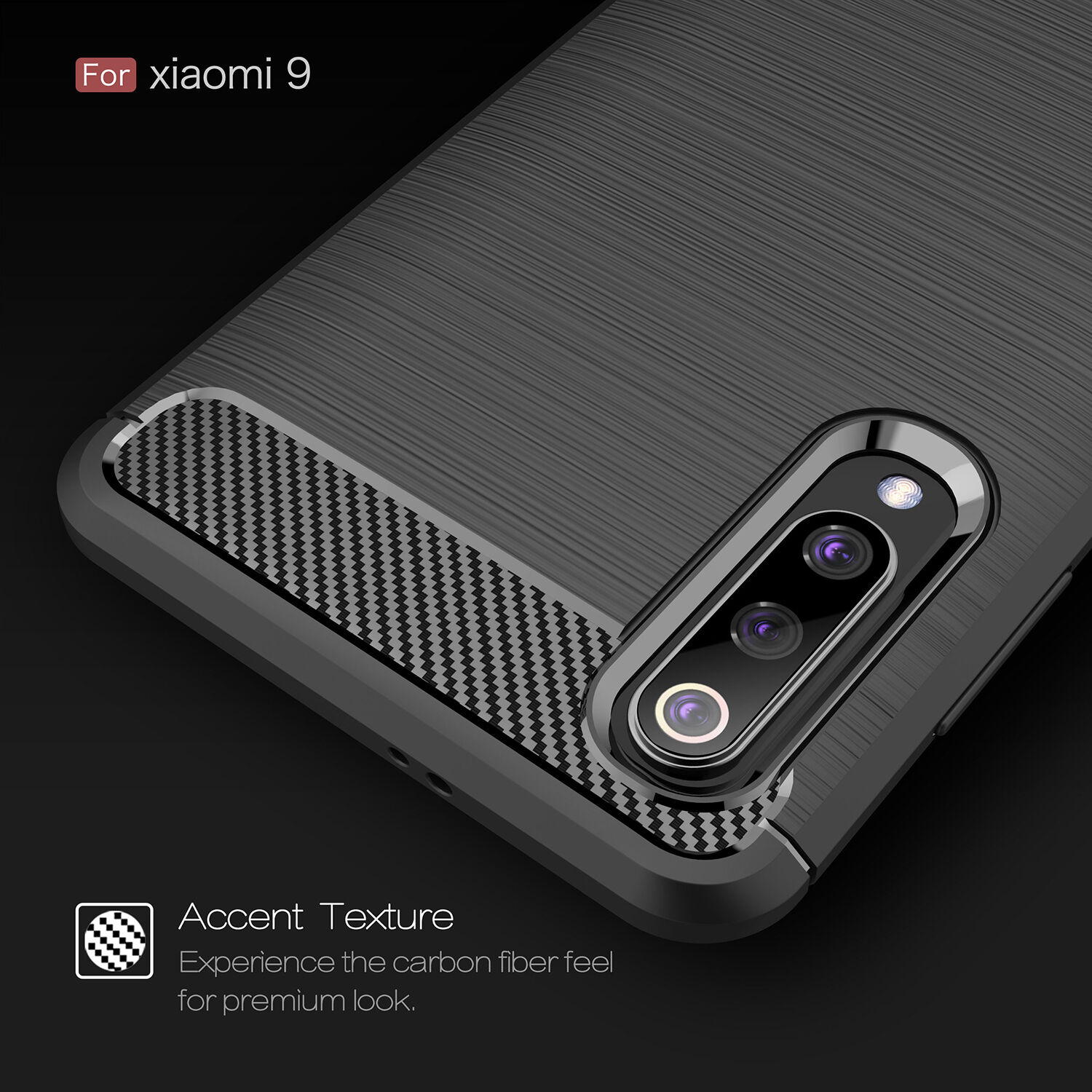 Carcasă din plastic cu textură șlefuită, pentru Xiaomi Mi 9 - roșu