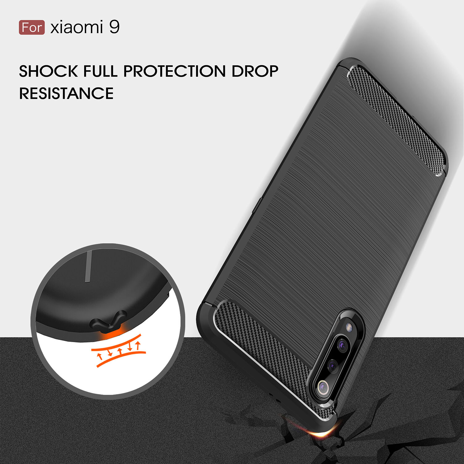 Carcasă din plastic cu textură șlefuită, pentru Xiaomi Mi 9 - roșu