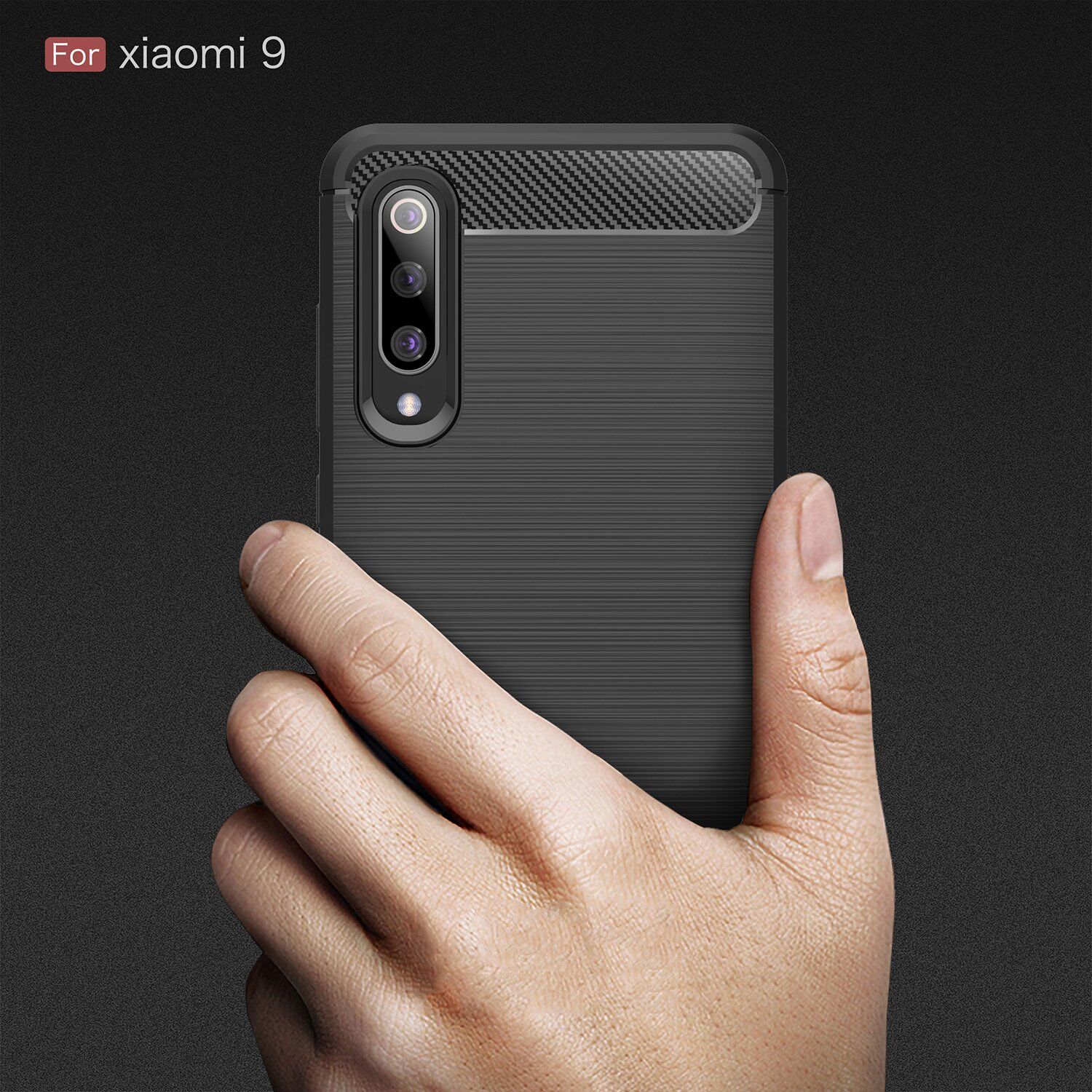 Carcasă din plastic cu textură șlefuită, pentru Xiaomi Mi 9 - roșu