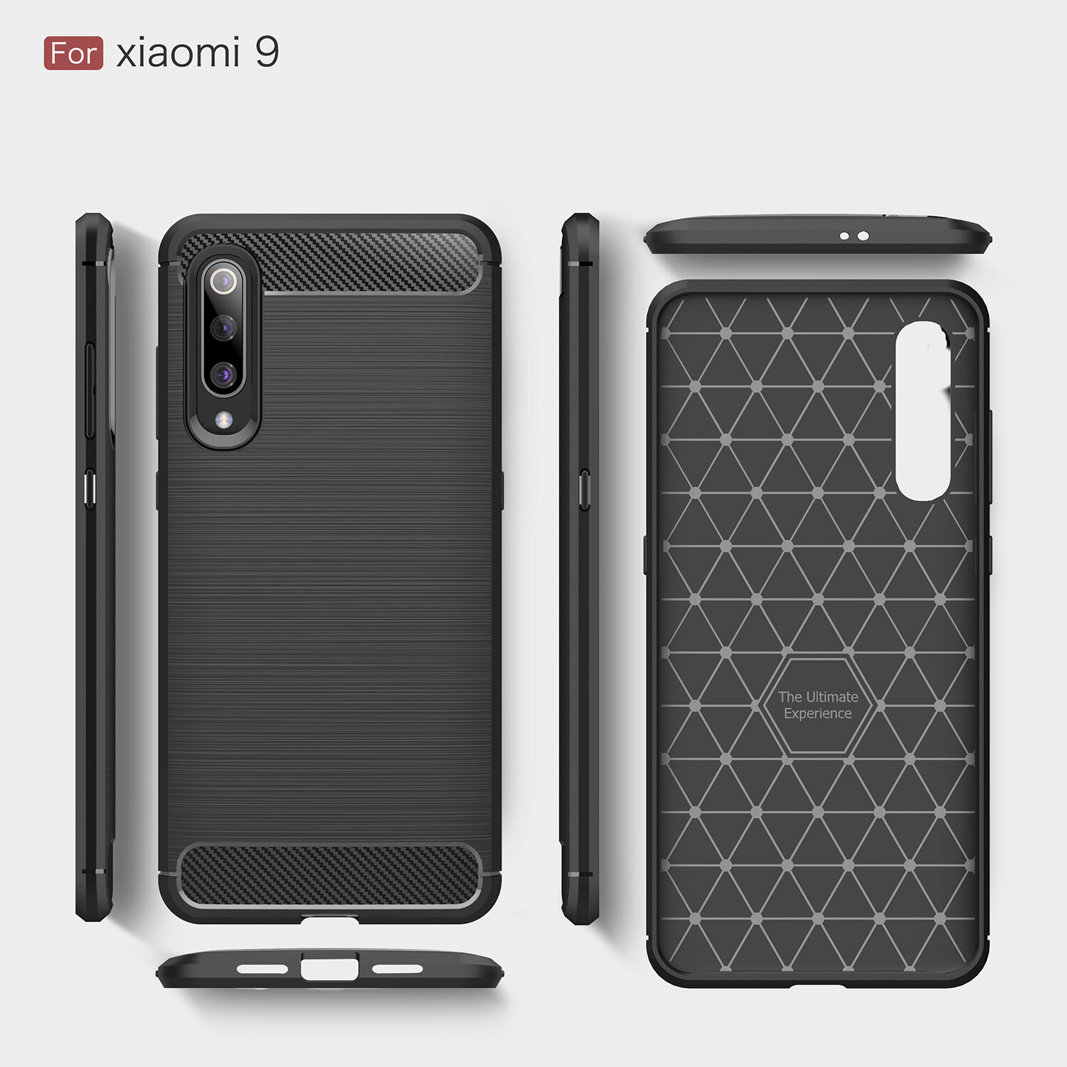 Carcasă din plastic cu textură șlefuită, pentru Xiaomi Mi 9 - roșu