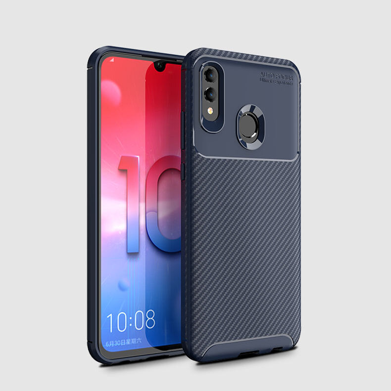 Carcasă din plastic cu textură carbon, pentru Honor 10 Lite / Huawei P Smart (2019) - albastru închis