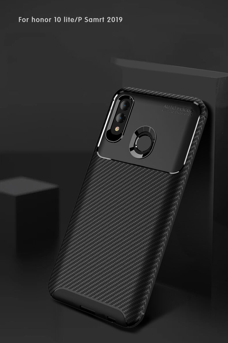 Carcasă din plastic cu textură carbon, pentru Honor 10 Lite / Huawei P Smart (2019) - negru
