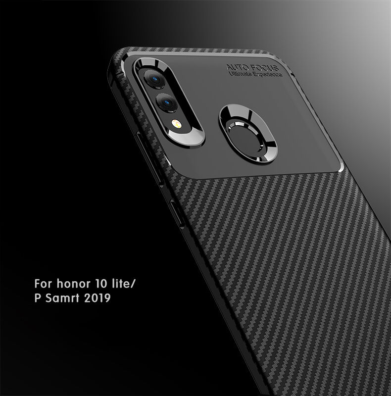Carcasă din plastic cu textură carbon, pentru Honor 10 Lite / Huawei P Smart (2019) - negru