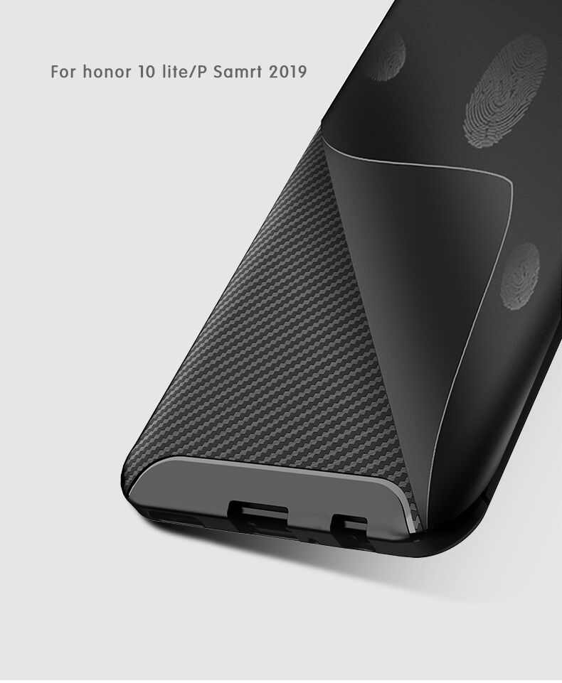 Carcasă din plastic cu textură carbon, pentru Honor 10 Lite / Huawei P Smart (2019) - negru