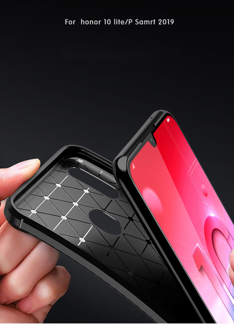 Carcasă din plastic cu textură carbon, pentru Honor 10 Lite / Huawei P Smart (2019) - negru
