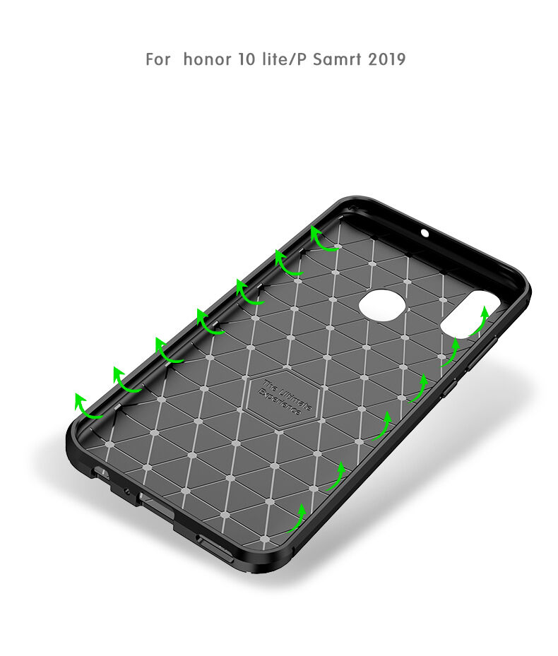 Carcasă din plastic cu textură carbon, pentru Honor 10 Lite / Huawei P Smart (2019) - negru