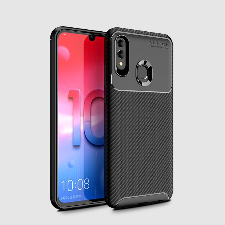 Carcasă din plastic cu textură carbon, pentru Honor 10 Lite / Huawei P Smart (2019) - negru