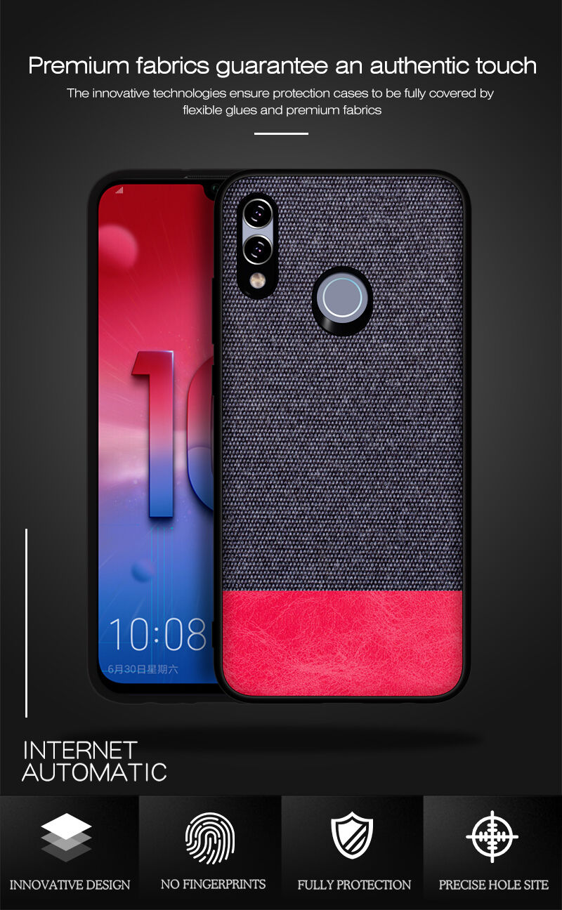 Carcasă cu textură ca materialul textil, pentru Huawei P Smart (2019) / Honor 10 Lite - negru
