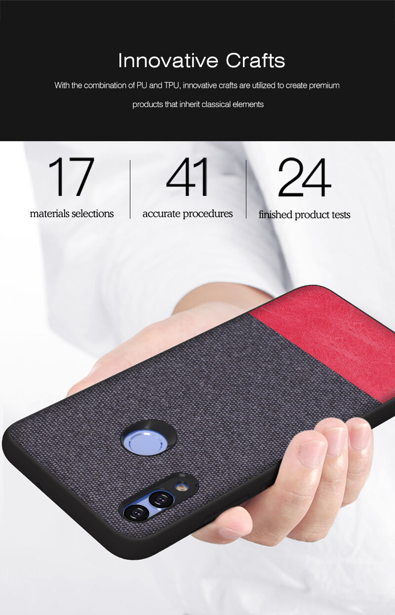 Carcasă cu textură ca materialul textil, pentru Huawei P Smart (2019) / Honor 10 Lite - negru
