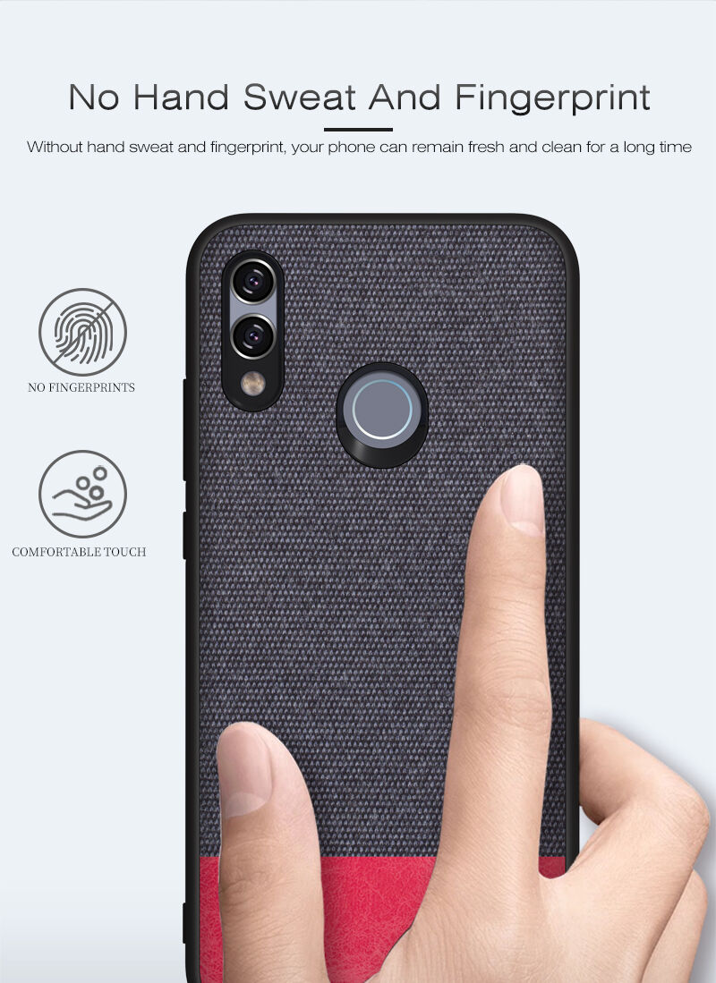 Carcasă cu textură ca materialul textil, pentru Huawei P Smart (2019) / Honor 10 Lite - negru