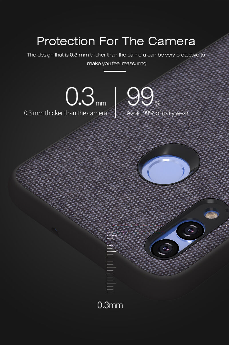 Carcasă cu textură ca materialul textil, pentru Huawei P Smart (2019) / Honor 10 Lite - negru