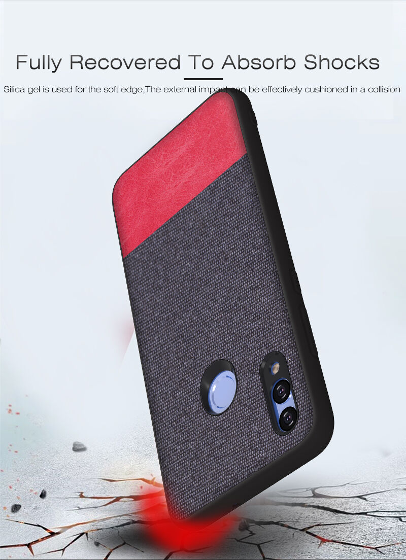 Carcasă cu textură ca materialul textil, pentru Huawei P Smart (2019) / Honor 10 Lite - negru