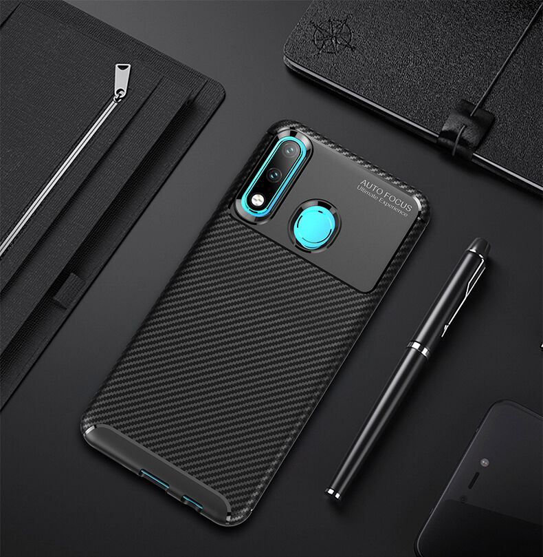 Carcasă din plastic cu textură carbon, pentru Huawei P30 Lite - negru