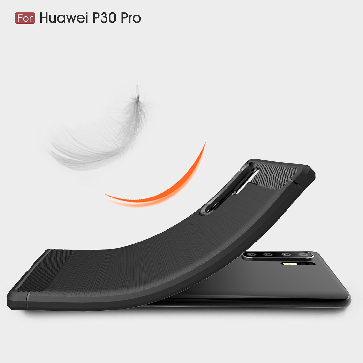 Carcasă din plastic cu textură șlefuită, pentru Huawei P30 Pro - roșu