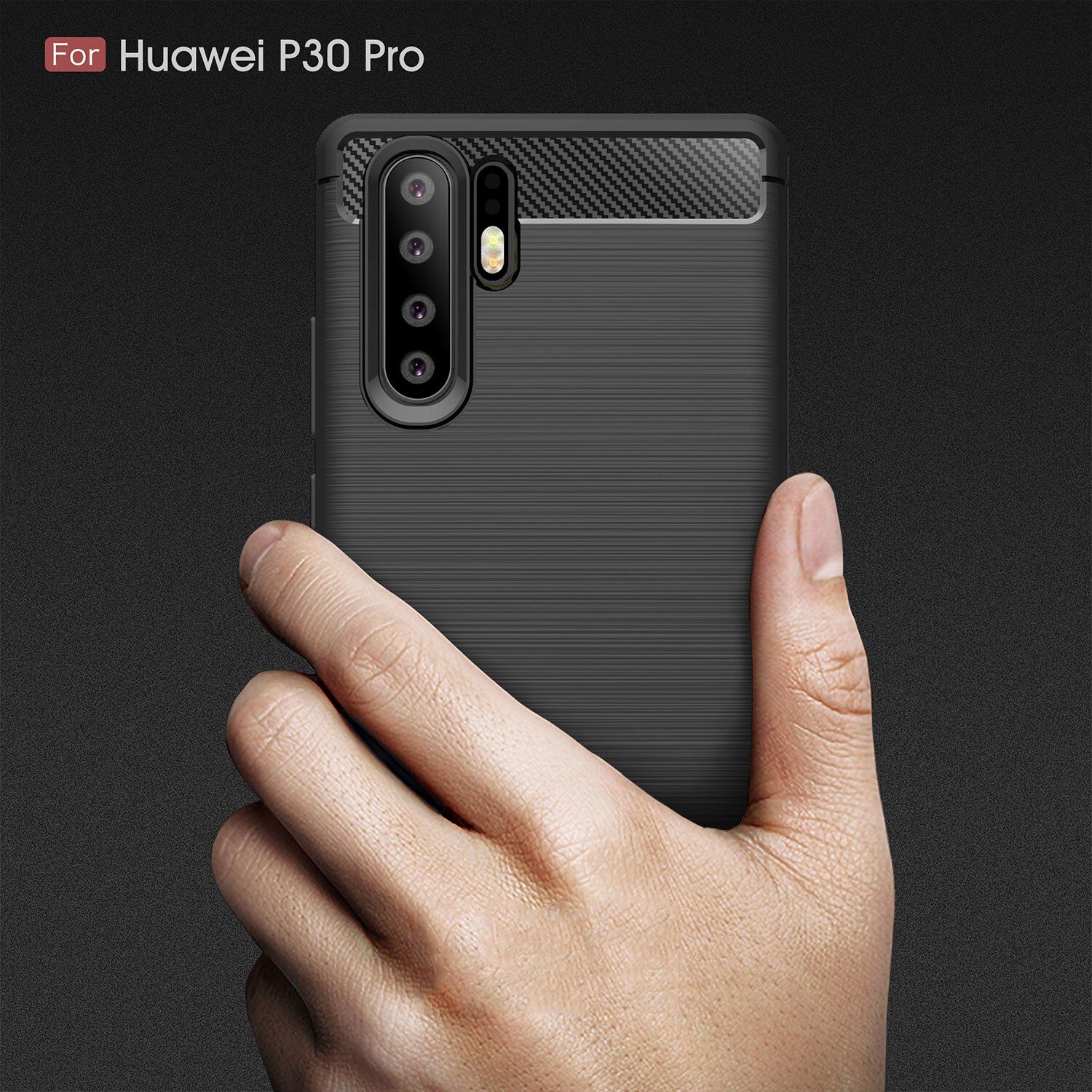 Carcasă din plastic cu textură șlefuită, pentru Huawei P30 Pro - roșu