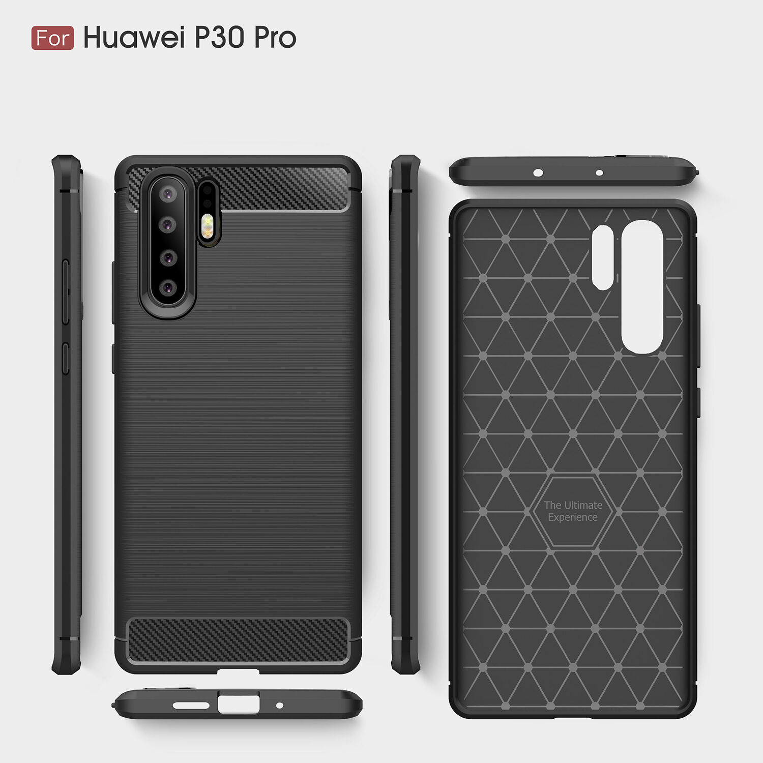 Carcasă din plastic cu textură șlefuită, pentru Huawei P30 Pro - roșu