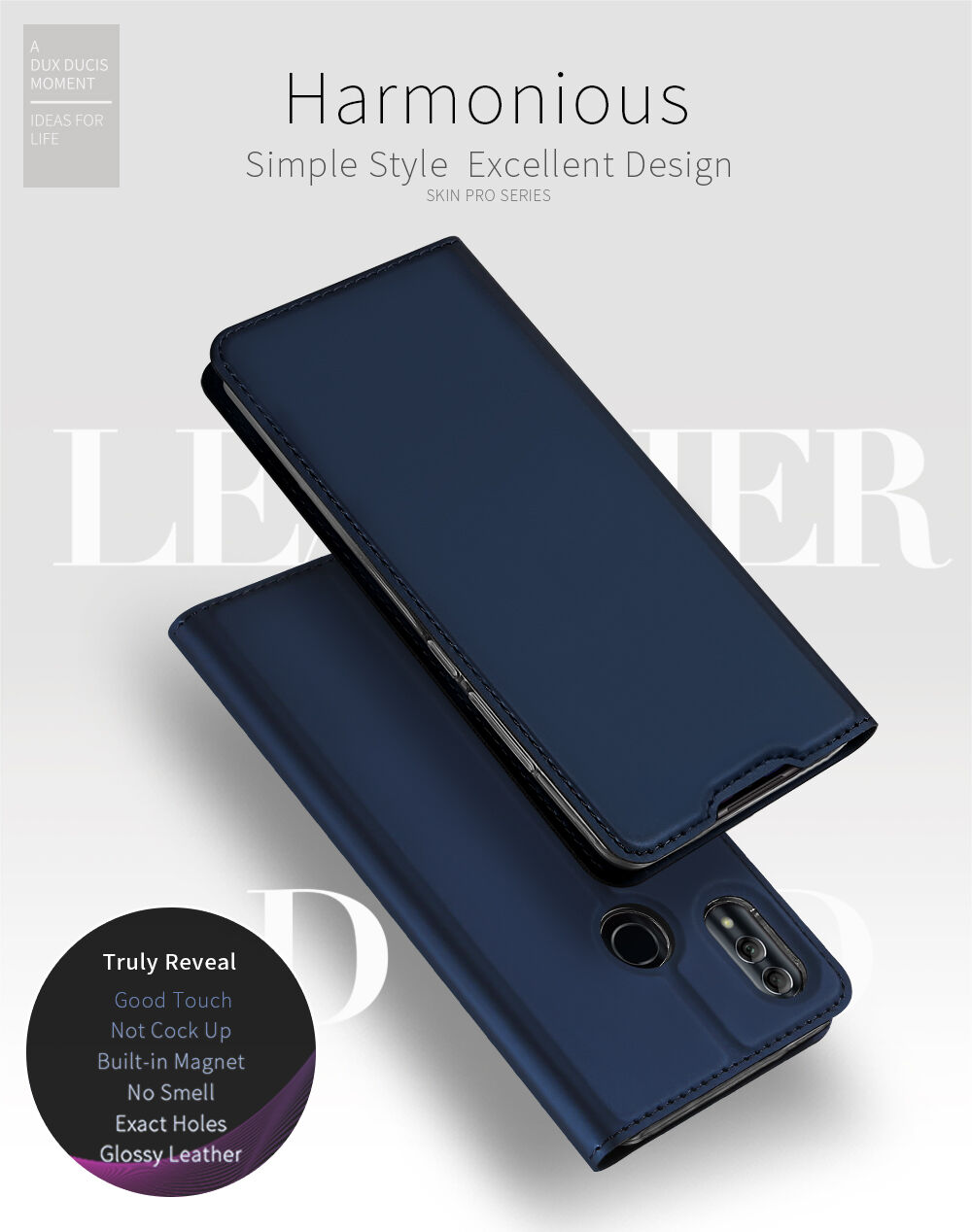 Husă flip Dux Ducis Skin Pro, pentru Honor 10 Lite - albastru închis