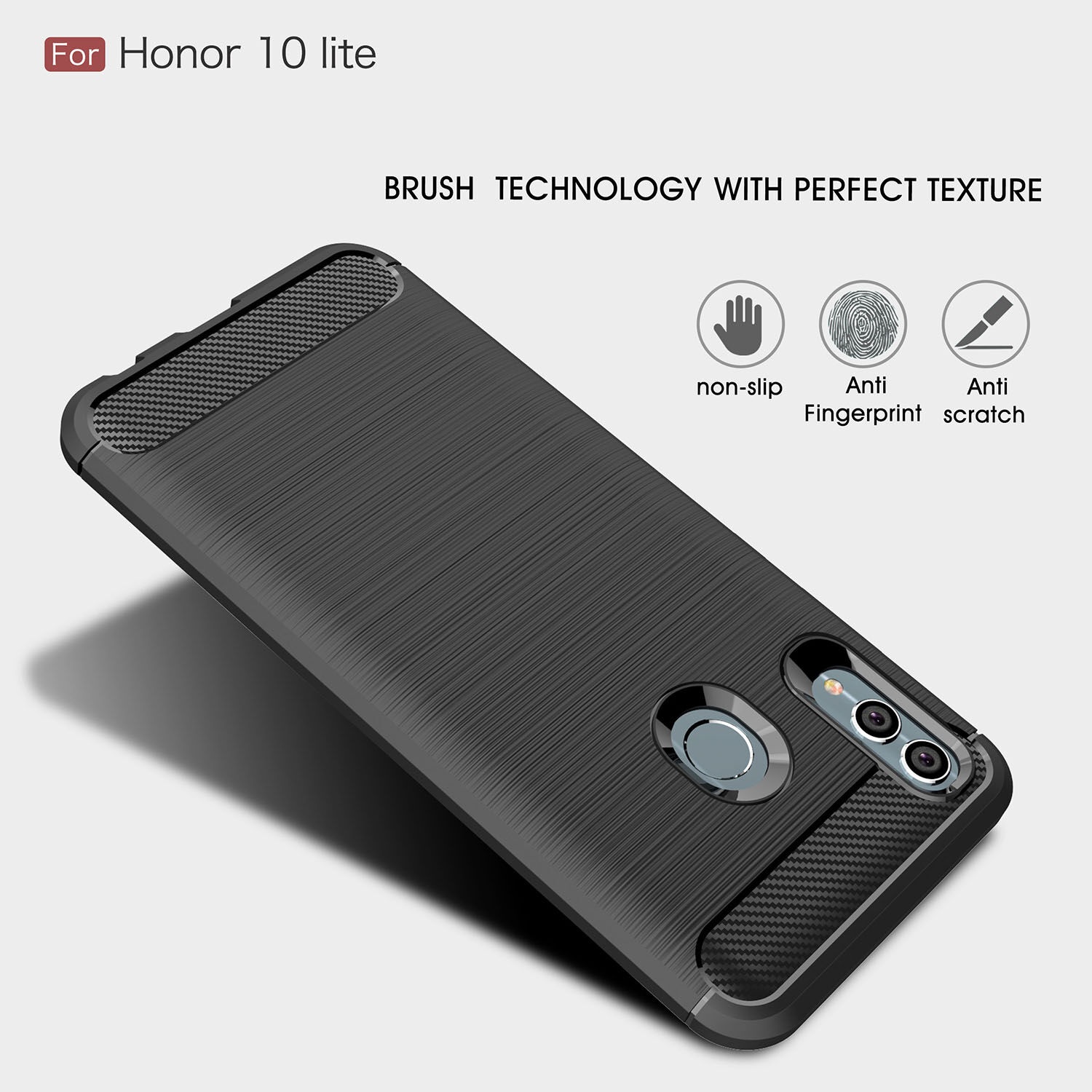 Carcasă cu textură de carbon șlefuit, pentru Huawei P Smart (2019) / Honor 10 Lite - albastru închis