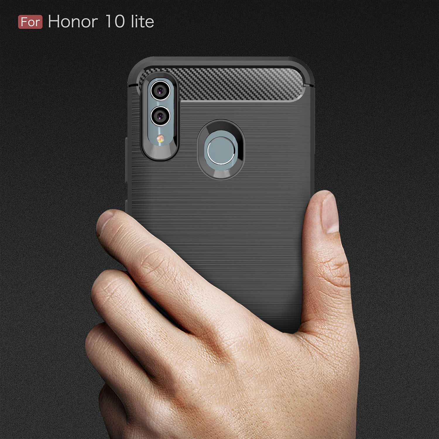 Carcasă cu textură de carbon șlefuit, pentru Huawei P Smart (2019) / Honor 10 Lite - albastru închis