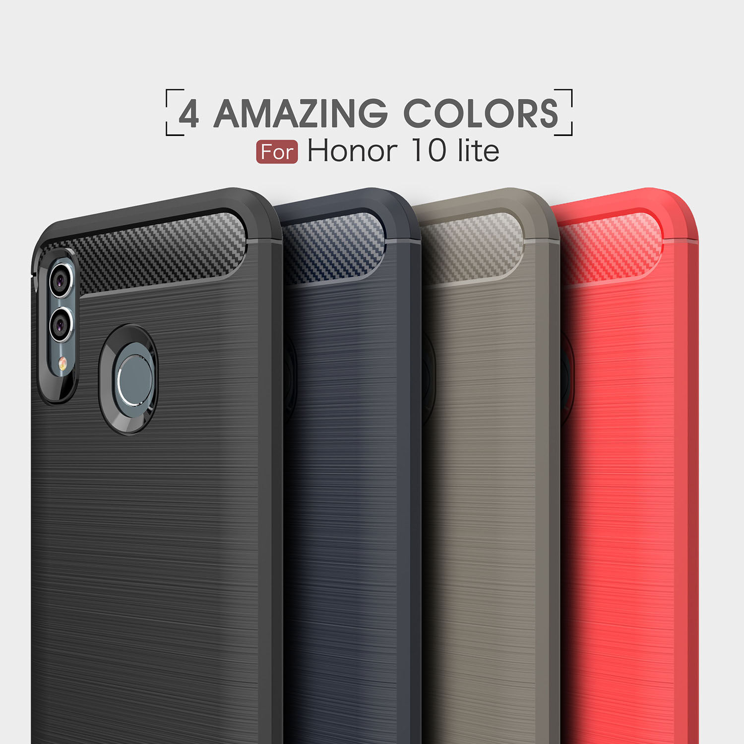 Carcasă cu textură de carbon șlefuit, pentru Huawei P Smart (2019) / Honor 10 Lite - albastru închis