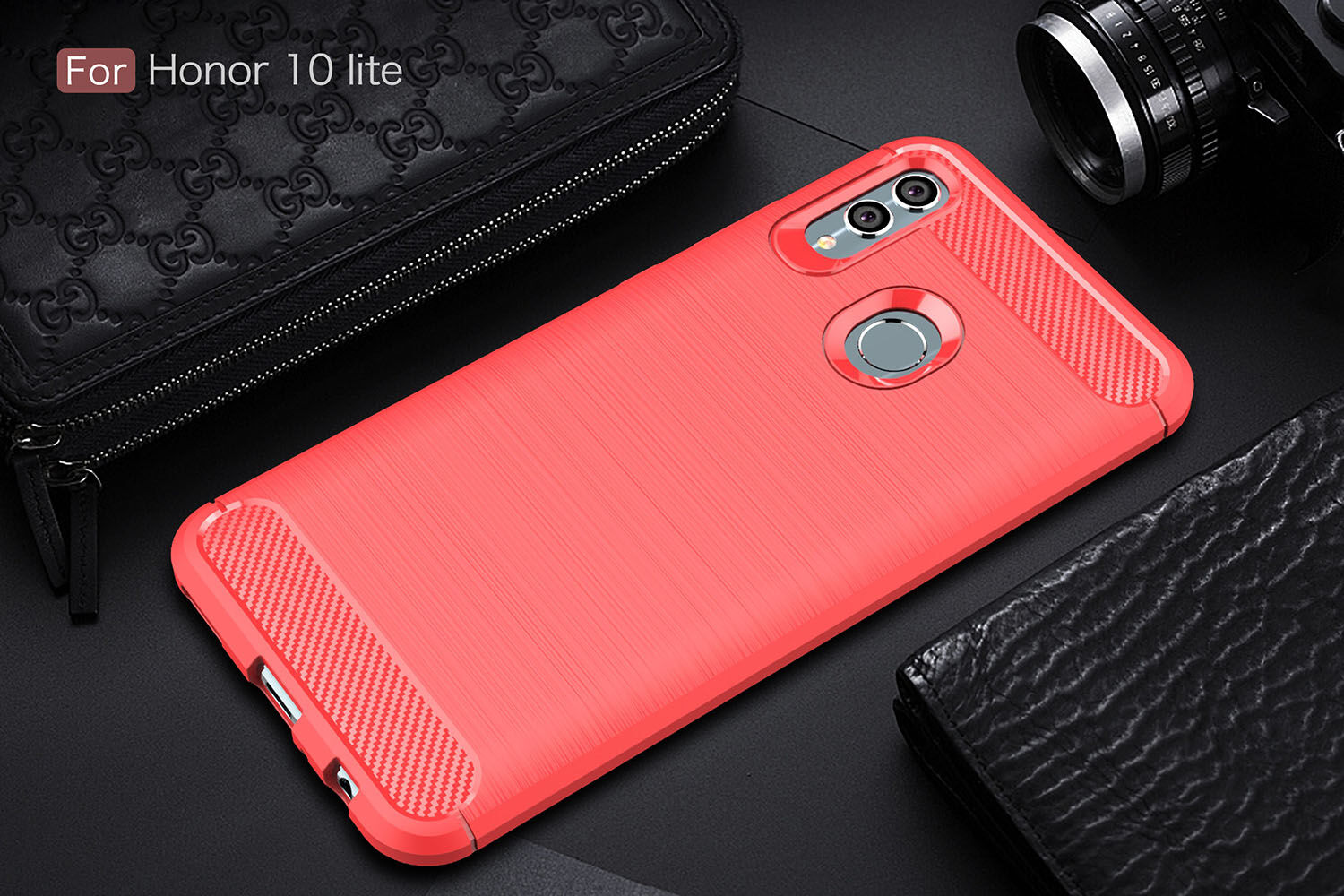 Carcasă cu textură de carbon șlefuit, pentru Huawei P Smart (2019) / Honor 10 Lite - albastru închis Carcasă cu textură de carbon șlefuit, pentru Huawei P Smart (2019) / Honor 10 Lite - albastru închis