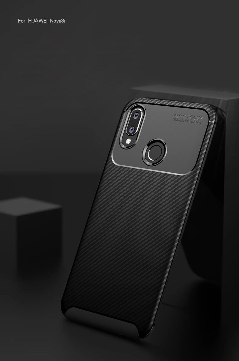 Carcasă din plastic cu textură carbon, pentru Huawei Nova 3i - negru