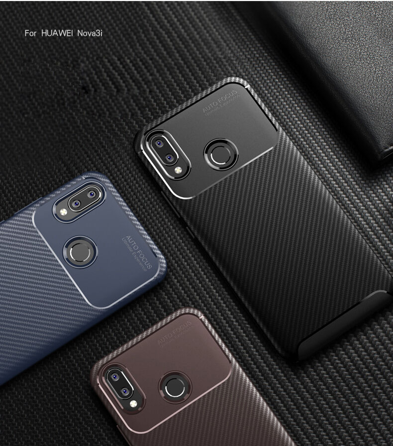 Carcasă din plastic cu textură carbon, pentru Huawei Nova 3i - negru