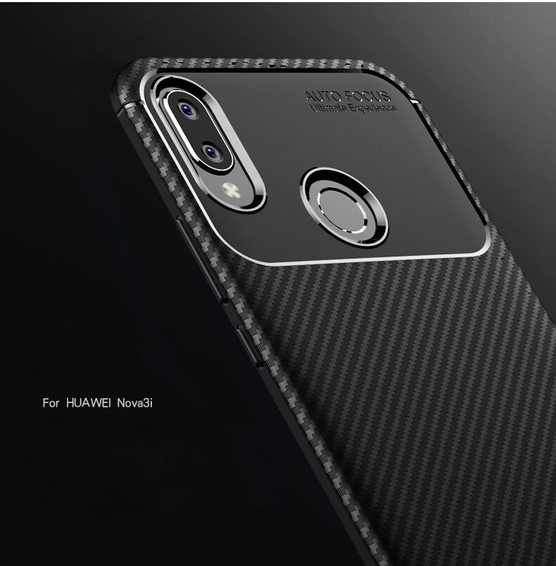 Carcasă din plastic cu textură carbon, pentru Huawei Nova 3i - negru