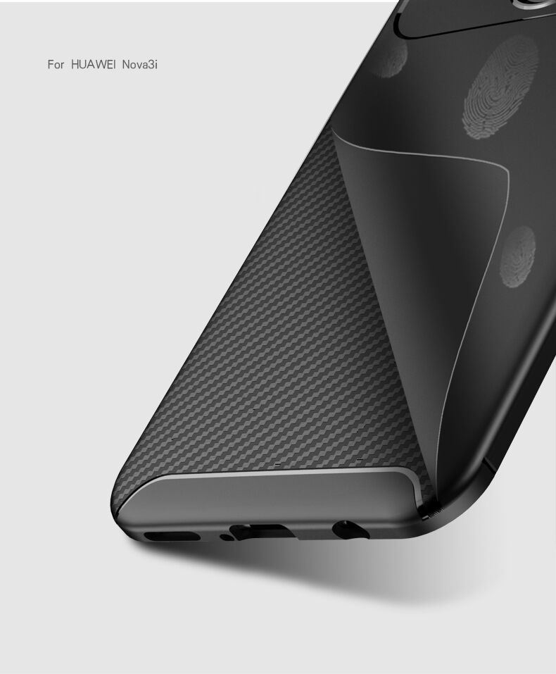 Carcasă din plastic cu textură carbon, pentru Huawei Nova 3i - negru