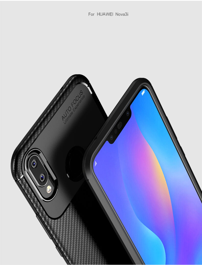Carcasă din plastic cu textură carbon, pentru Huawei Nova 3i - negru