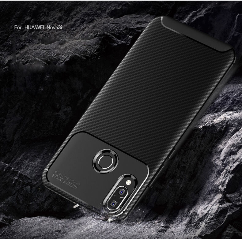 Carcasă din plastic cu textură carbon, pentru Huawei Nova 3i - negru