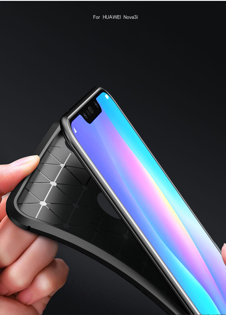 Carcasă din plastic cu textură carbon, pentru Huawei Nova 3i - negru
