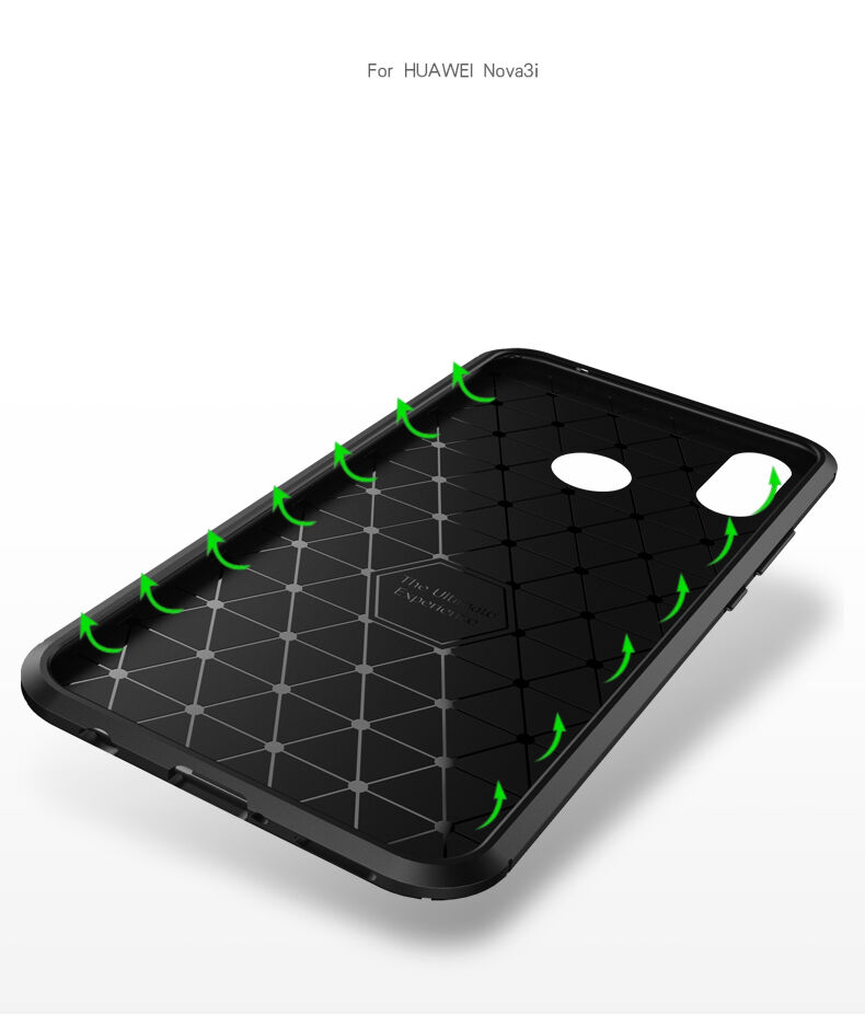 Carcasă din plastic cu textură carbon, pentru Huawei Nova 3i - negru