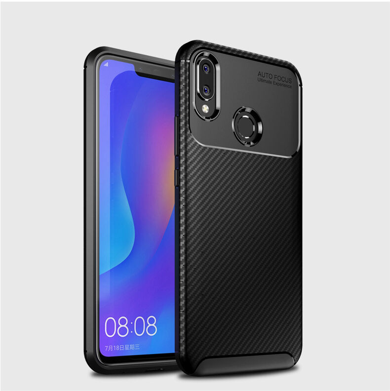Carcasă din plastic cu textură carbon, pentru Huawei Nova 3i - negru