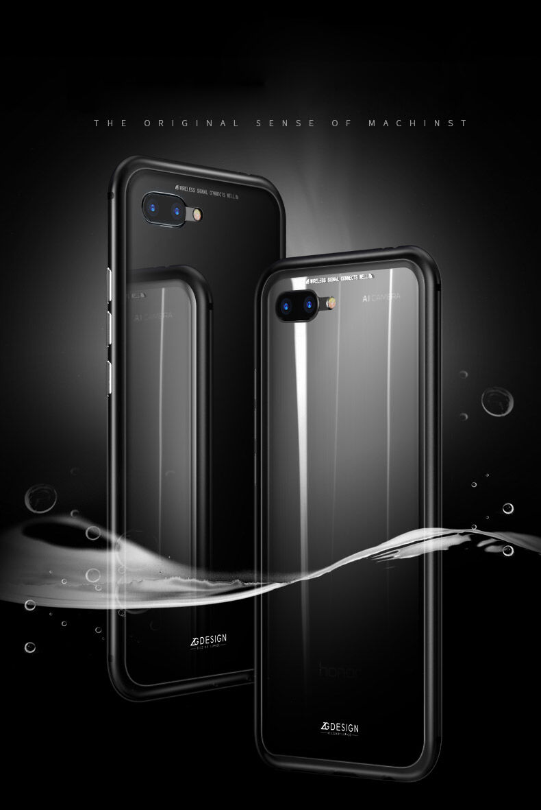 Ramă metalică Luphie, cu sticlă durificată, pentru Honor 10 - argintiu / transparent