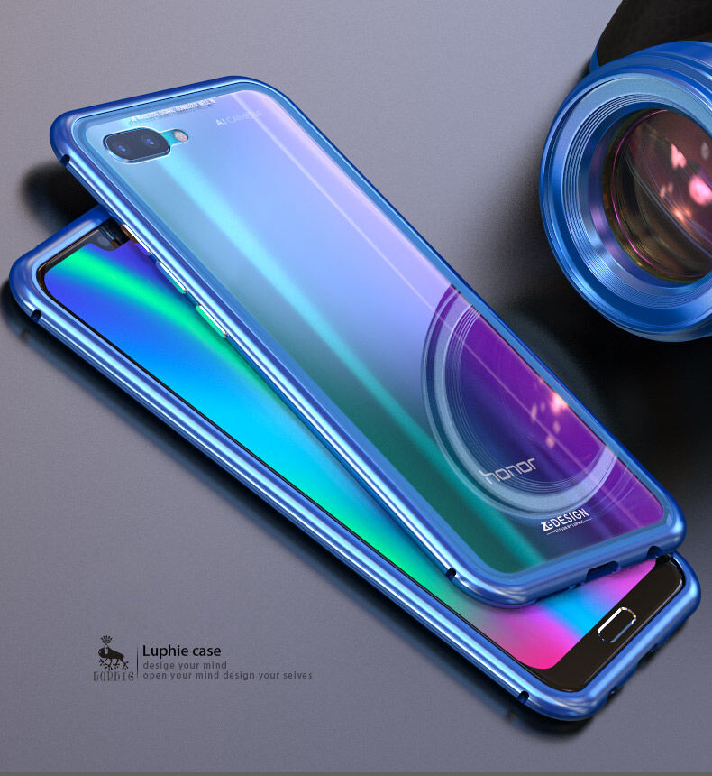 Ramă metalică Luphie, cu sticlă durificată, pentru Honor 10 - argintiu / transparent