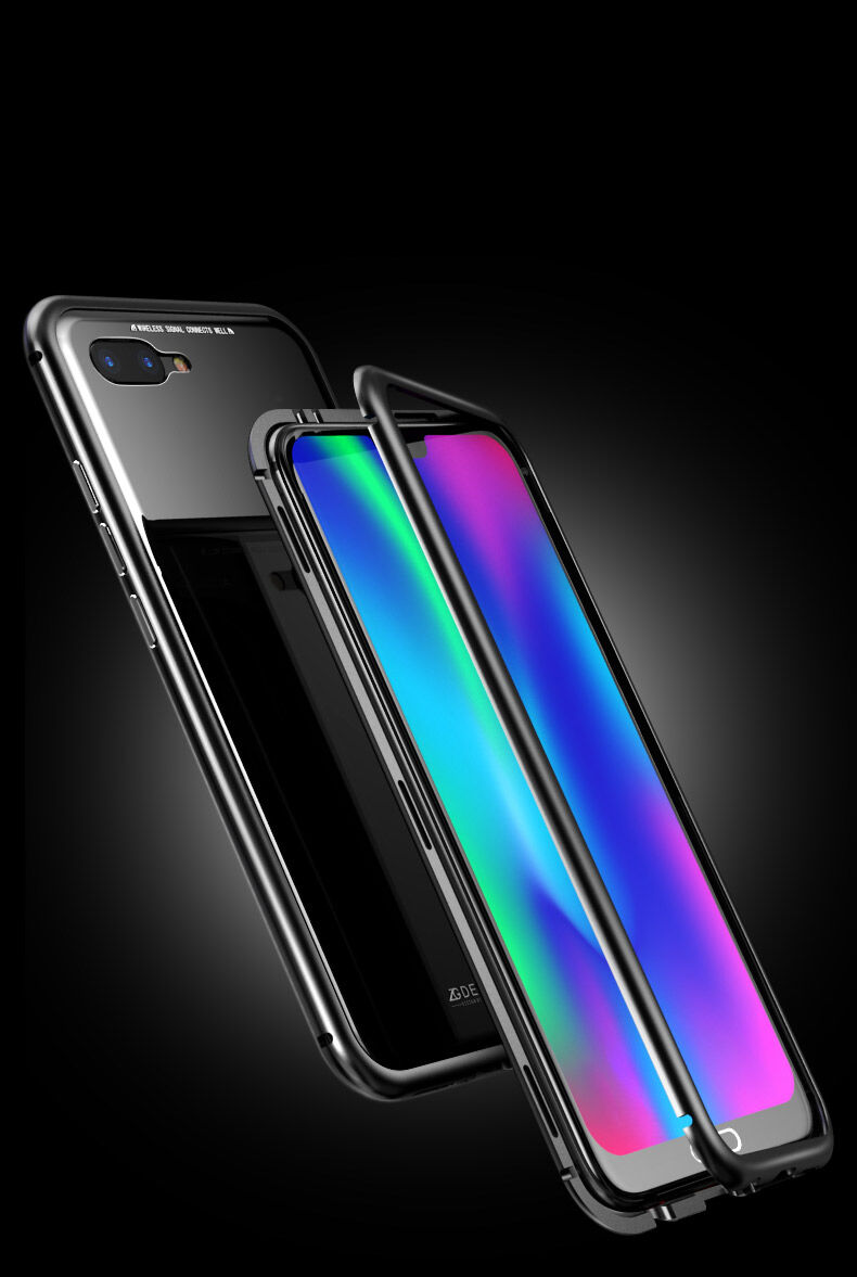 Ramă metalică Luphie, cu sticlă durificată, pentru Honor 10 - negru / transparent