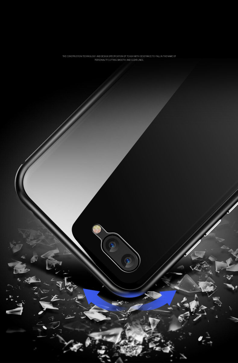 Ramă metalică Luphie, cu sticlă durificată, pentru Honor 10 - negru / transparent