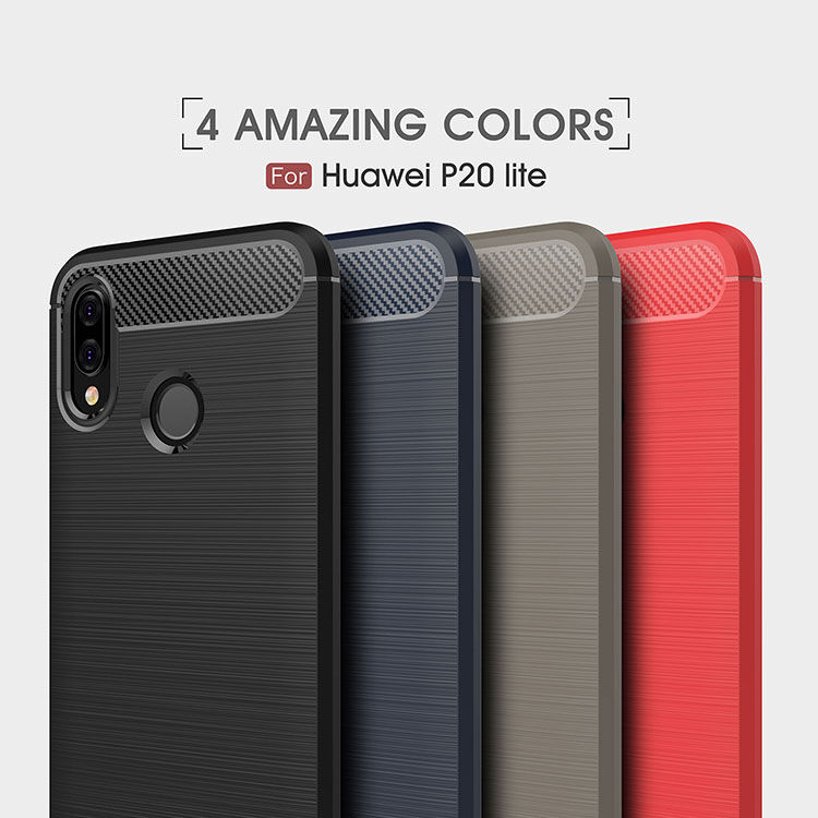 Carcasă din plastic cu textură șlefuită, na Huawei P20 Lite - roșu
