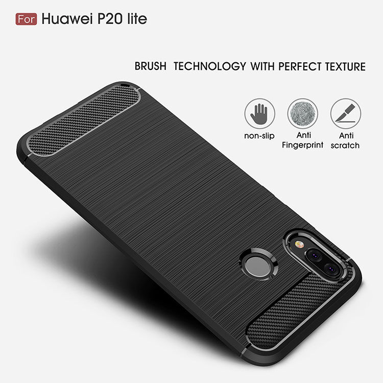 Carcasă din plastic cu textură șlefuită, na Huawei P20 Lite - roșu