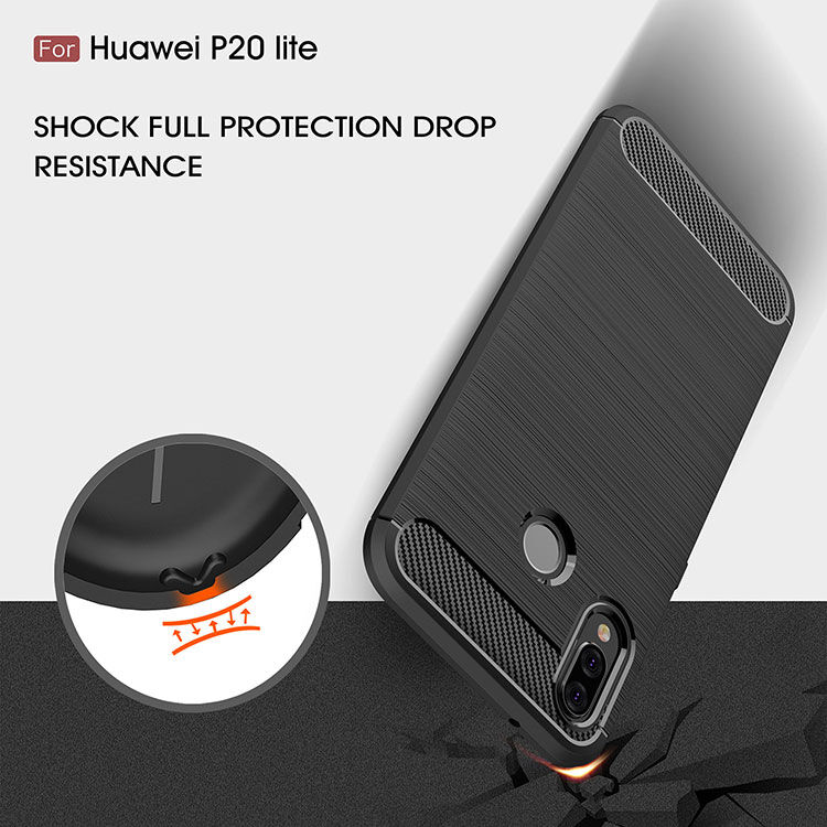 Carcasă din plastic cu textură șlefuită, na Huawei P20 Lite - roșu