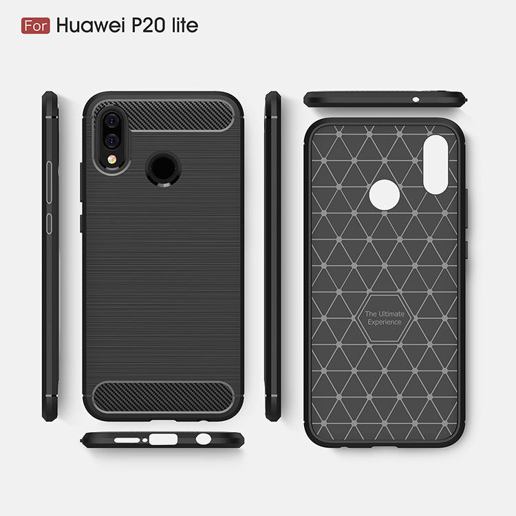 Carcasă din plastic cu textură șlefuită, na Huawei P20 Lite - negru